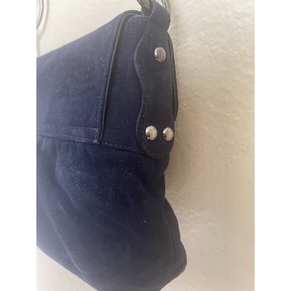 Stuart Weitzman Vintage Shoulder Bag Suede Navy Blue - Picture 4 of 10